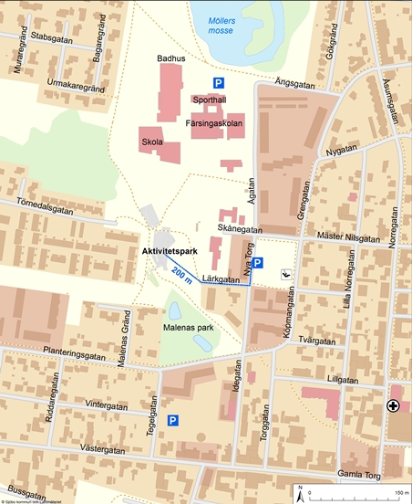 Karta över området och parkeringar