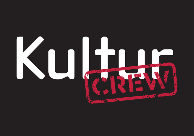 Bild på Kulturcrews logga på svart bakgrund