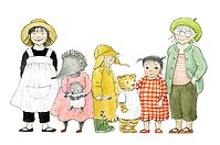 Tecknade figurer av Lena Anderssons barnbokskaraktärer