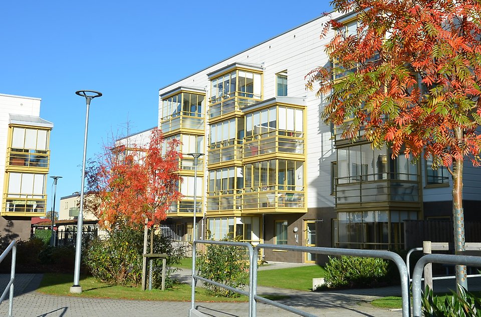 Bild från innergård i kvarteret Viljan i centrala Sjöbo