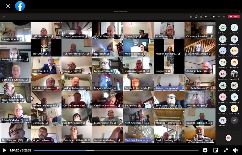 Kommunfullmäktige sammanträde Sjöbo kommun digital sändning, alla på en skärm